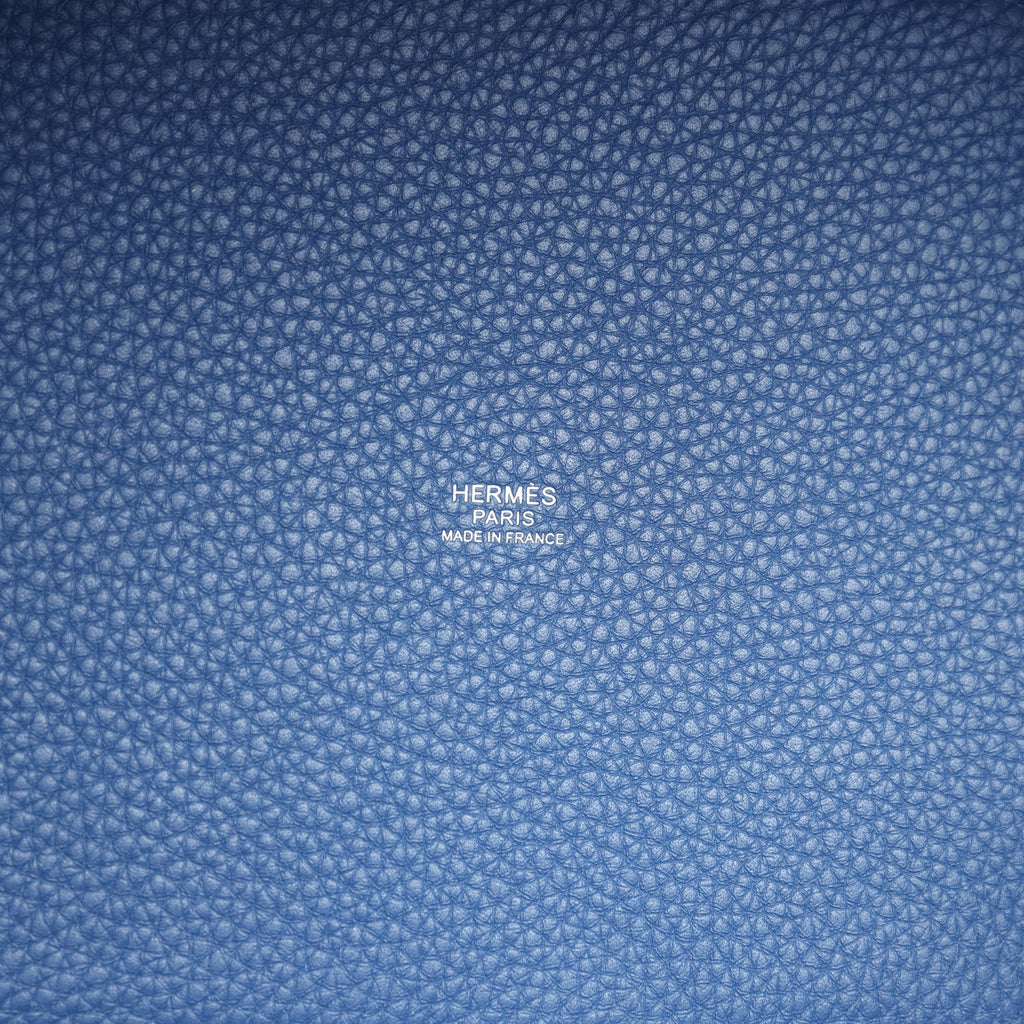 Picotin Lock 22 Bleu Tie Clemence Palladium Hardware