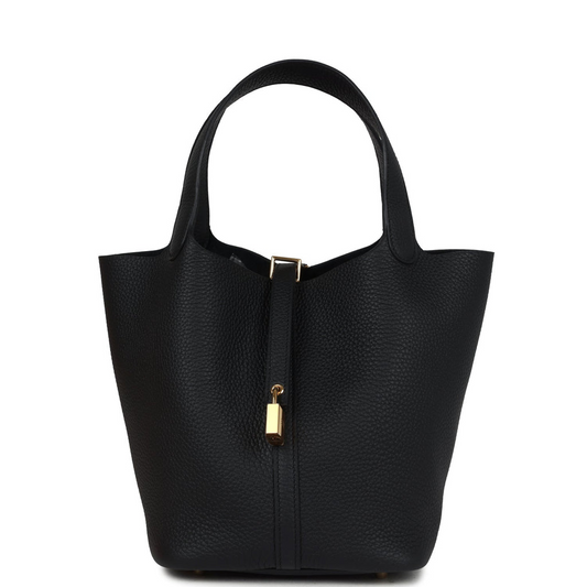 Picotin Lock 22 Black Clemence Gold Hardware