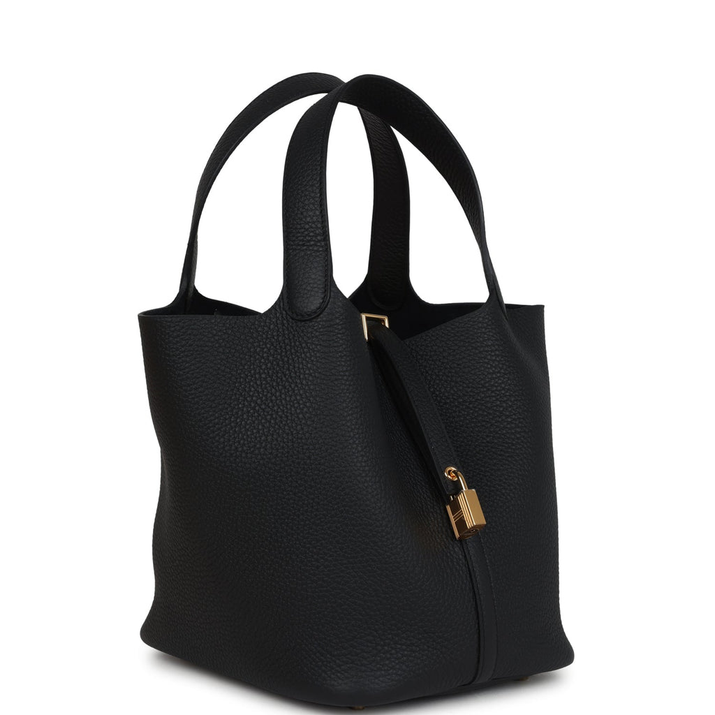 Picotin Lock 22 Black Clemence Gold Hardware