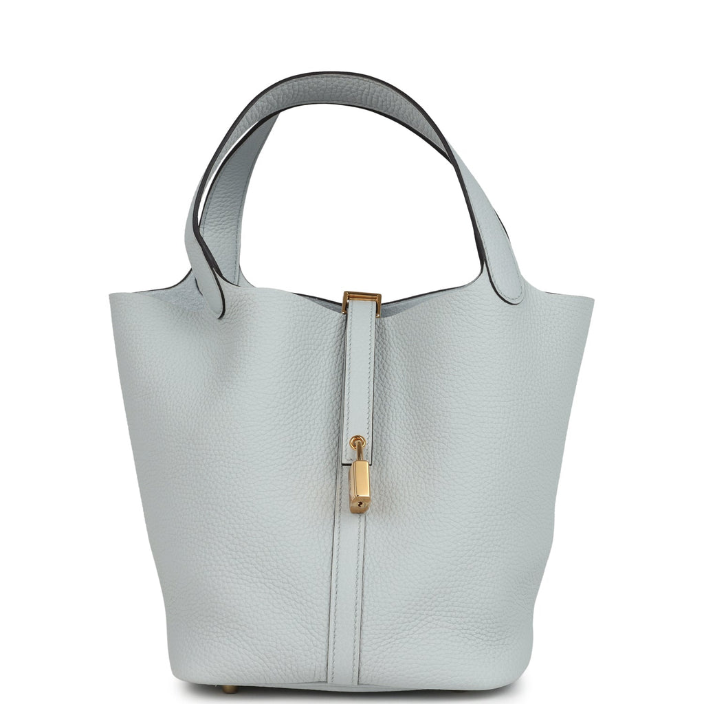 Picotin Lock 22 Bleu Pale Clemence Gold Hardware