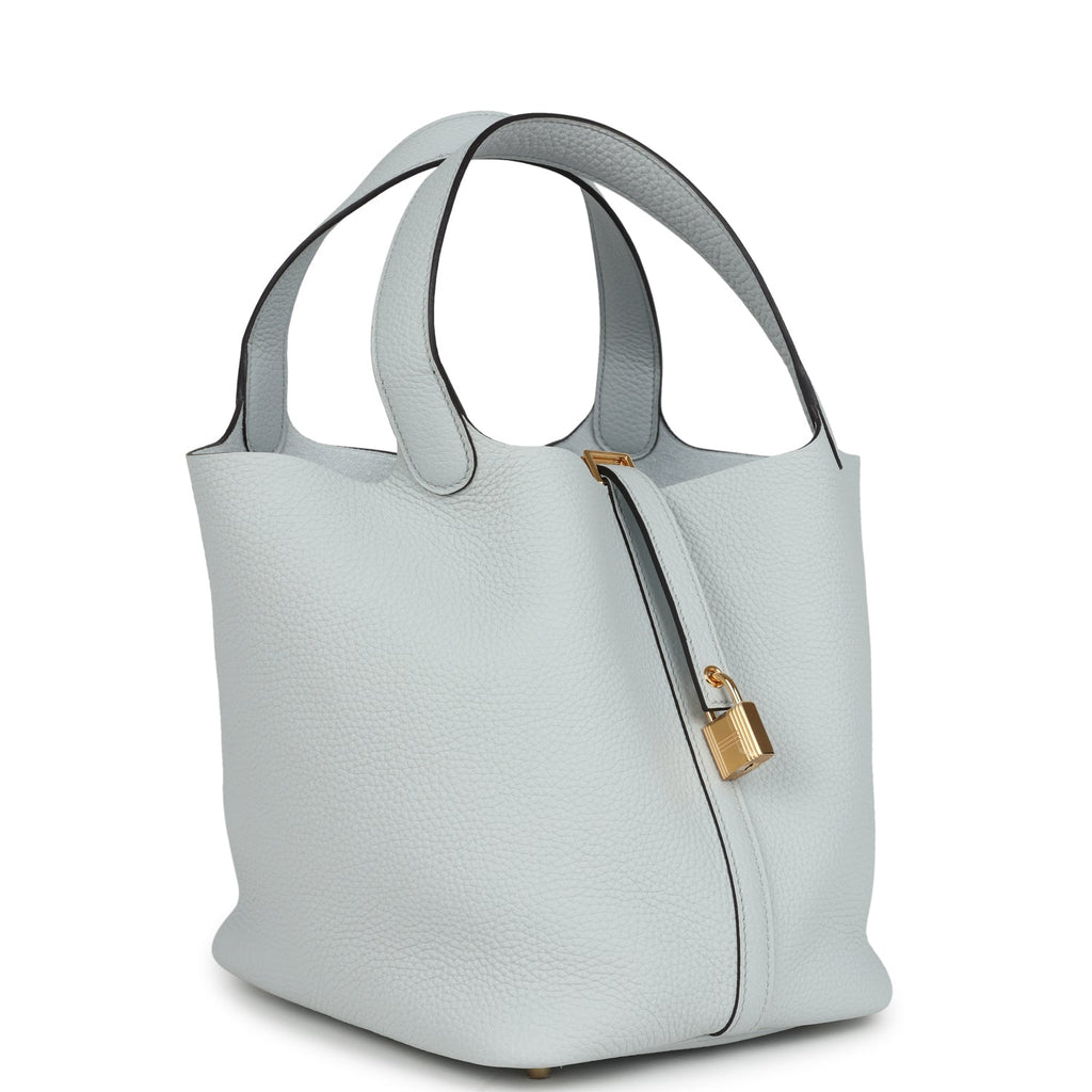 Picotin Lock 22 Bleu Pale Clemence Gold Hardware