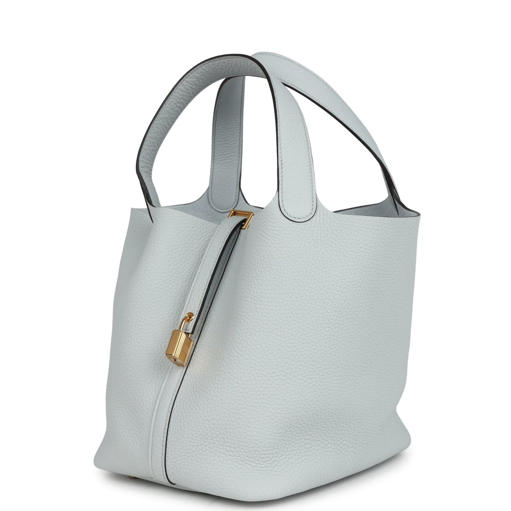 Picotin Lock 22 Bleu Pale Clemence Gold Hardware