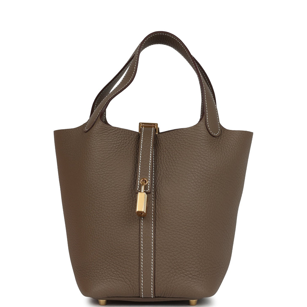 Picotin Lock 18 Etoupe Clemence Gold Hardware