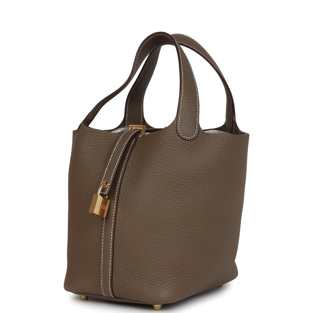 Picotin Lock 18 Etoupe Clemence Gold Hardware