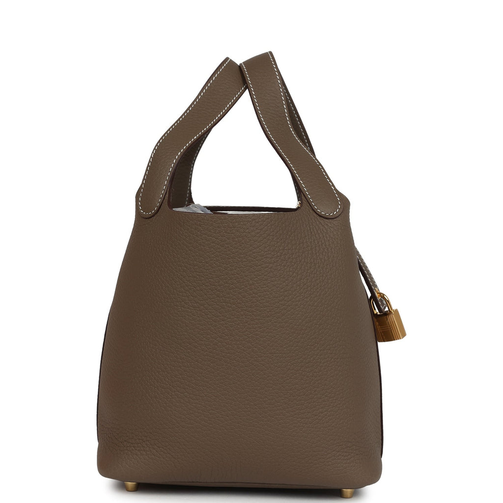 Picotin Lock 18 Etoupe Clemence Gold Hardware