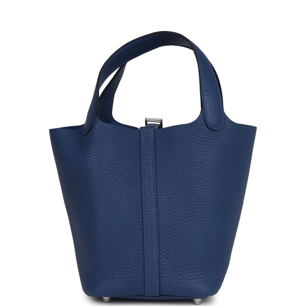 Picotin Lock 18 Bleu Tie Clemence Palladium Hardware