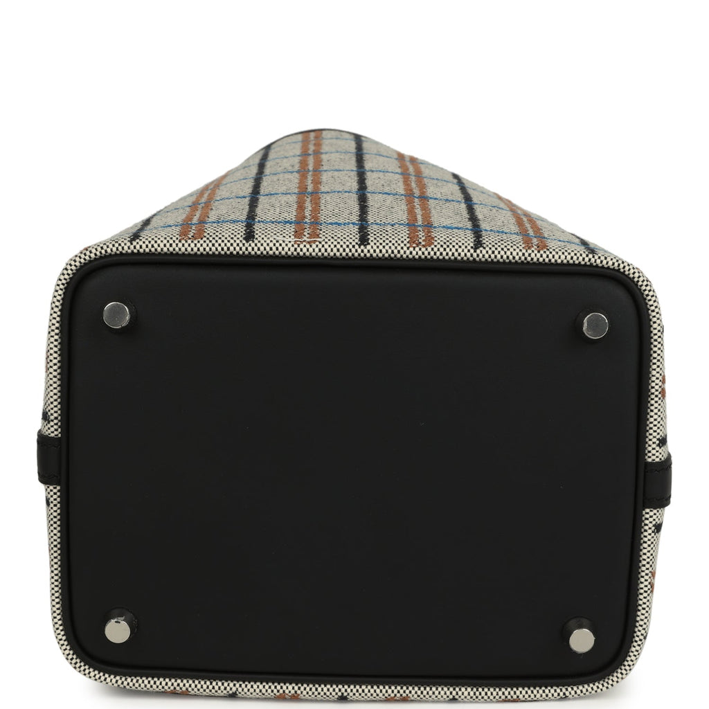 Picotin Lock 18 Black Swift and Ecru, Bleu, Black and Fauve Toile H Canvas Palladium Hardware