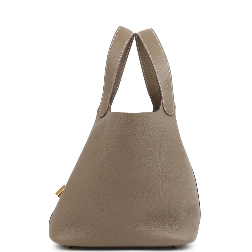 Picotin Lock 22 Etoupe Clemence Gold Hardware