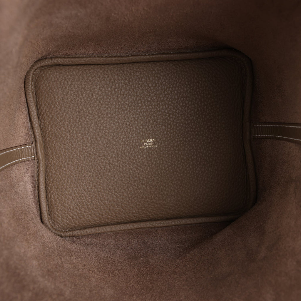 Picotin Lock 22 Etoupe Clemence Gold Hardware