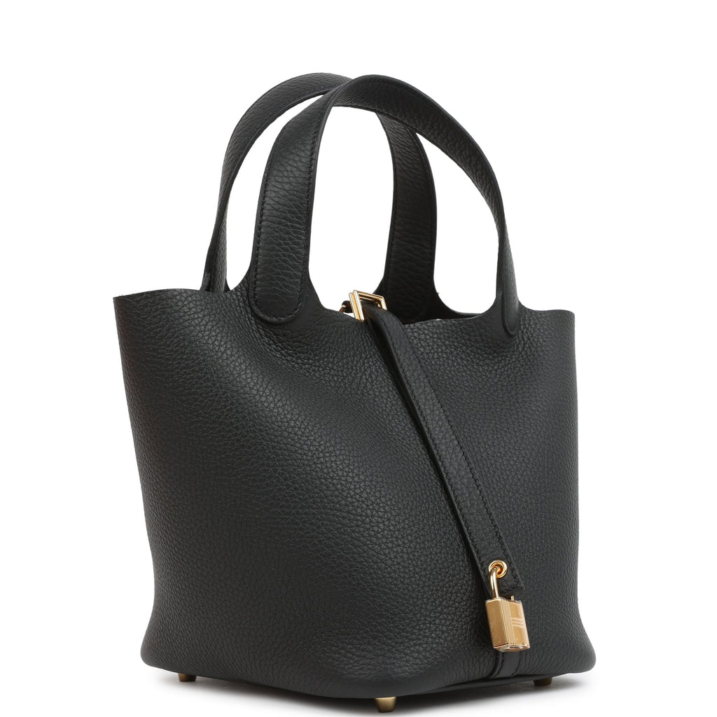 Picotin Lock 18 Black Clemence Gold Hardware