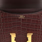 Hermès Constance 18 Crocodile leather Wine Red  color  / Gold  Hardware 01