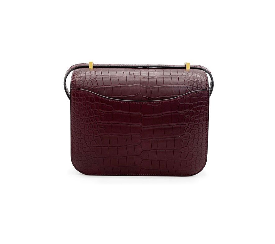 Hermès Constance 18 Crocodile leather Wine Red  color  / Gold  Hardware 01