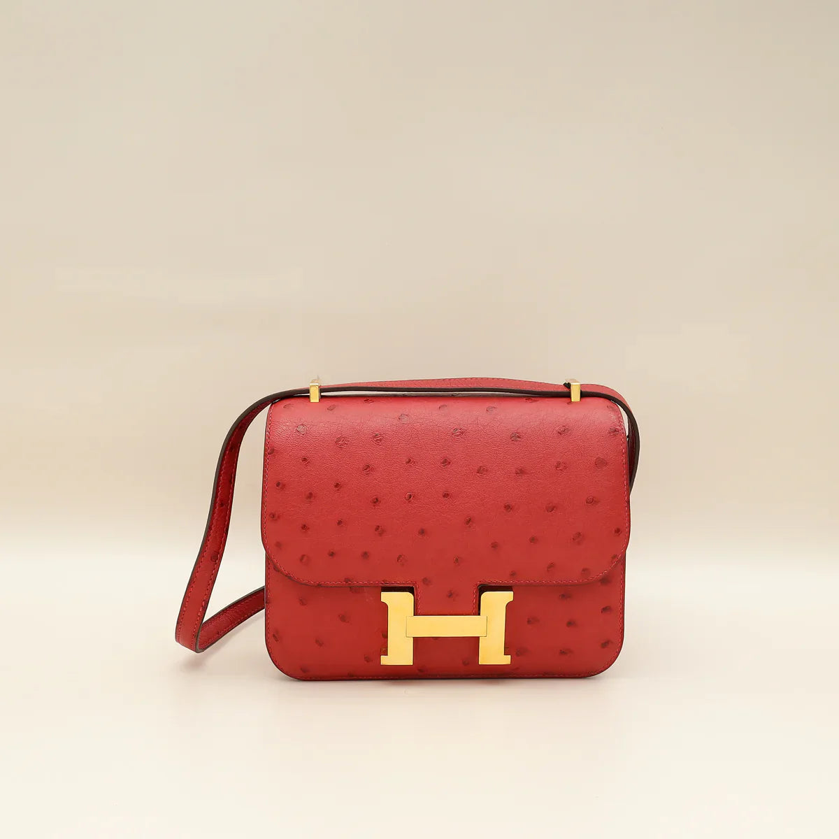 Hermes Rouge Vif Ostrich Constance 18