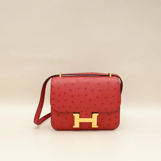Hermes Rouge Vif Ostrich Constance 18