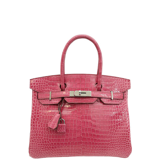 Hermes Fuchsia Shiny Porosus Crocodile Birkin 30
