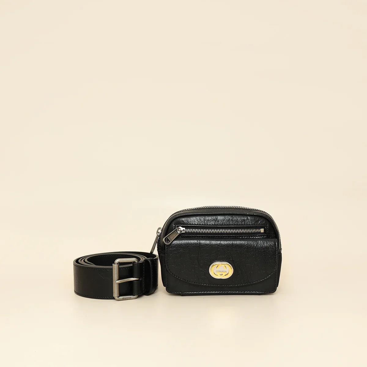 Gucci Black Cracked Morpheus Belt