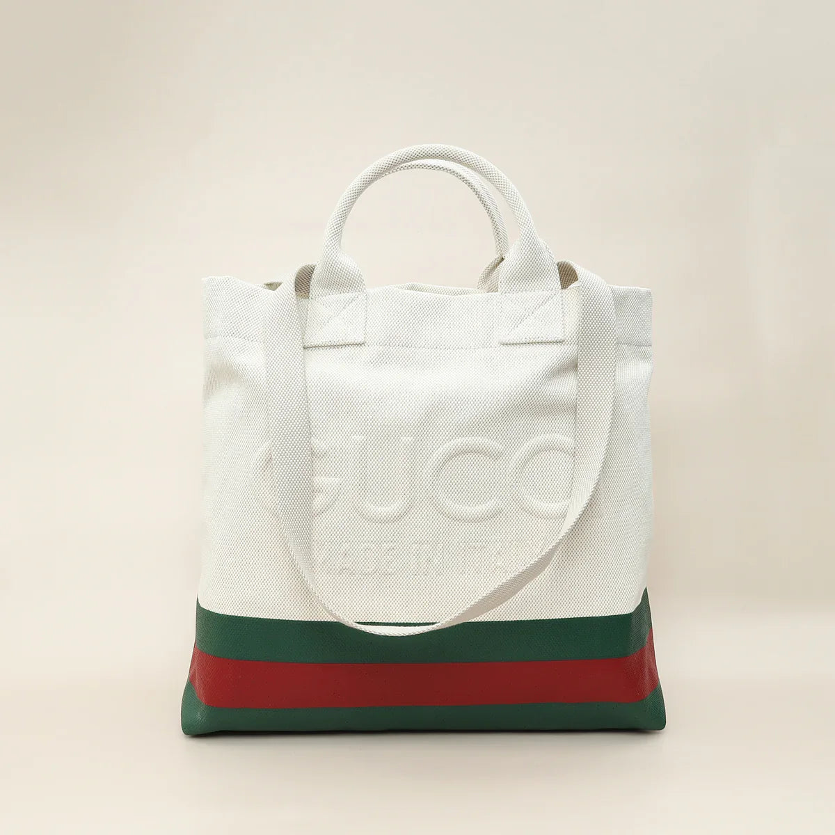 Gucci Tricolor Logo Embossed Tote