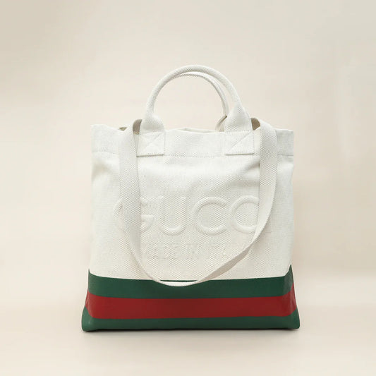 Gucci Tricolor Logo Embossed Tote