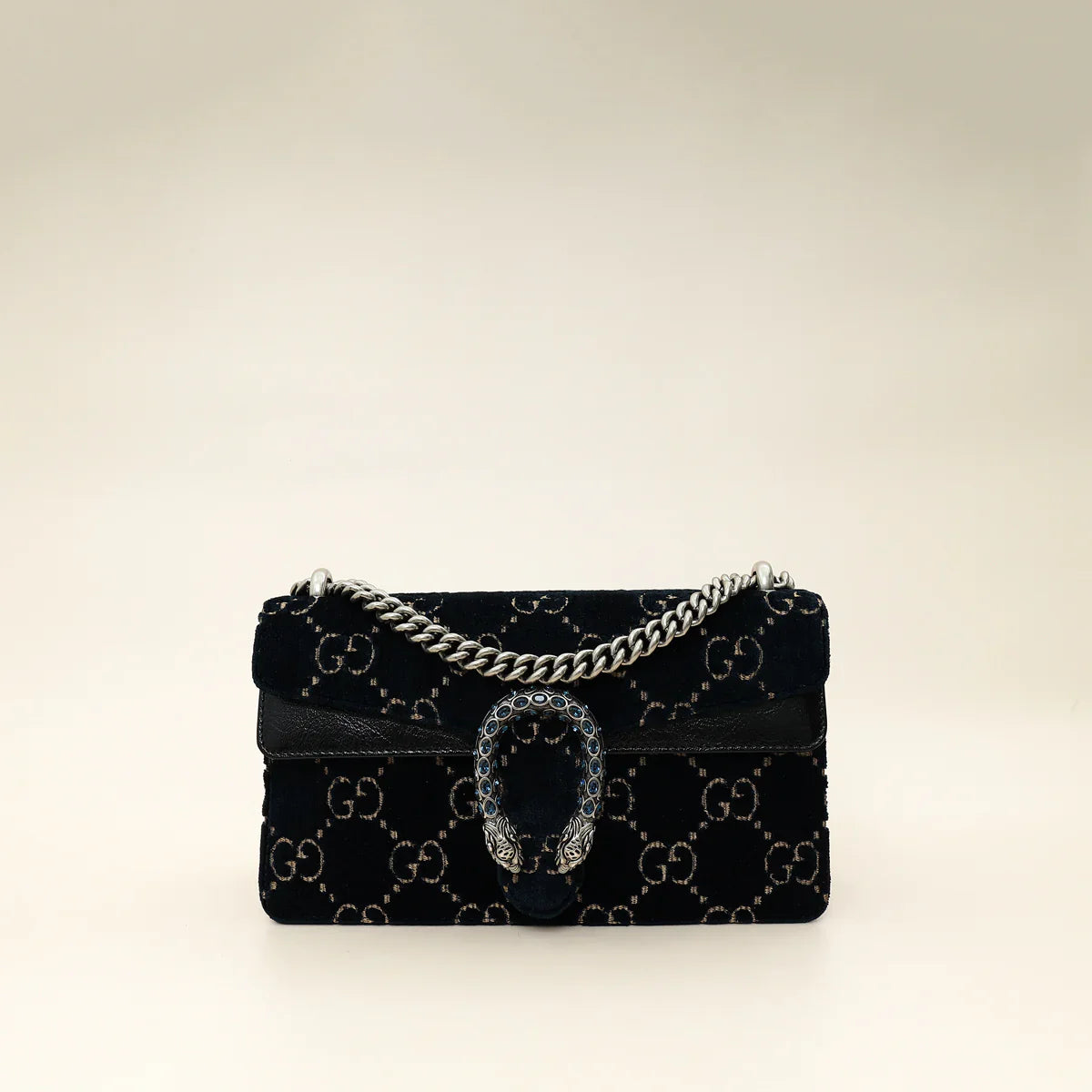 Gucci Navy Blue GG Velvet Dionysus Small Shoulder