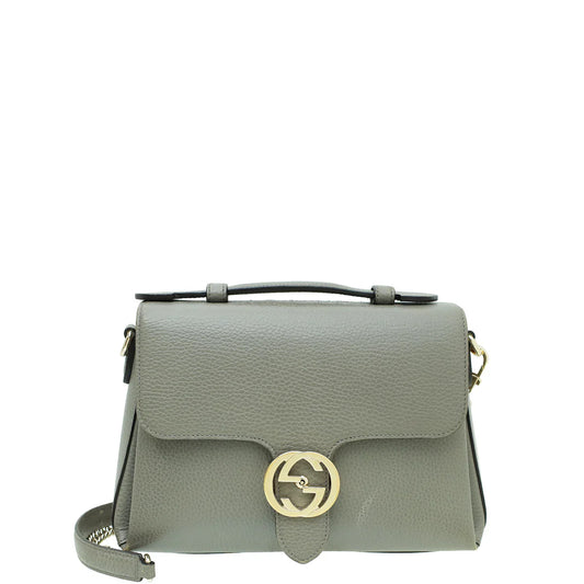 Gucci Gray Dollar Interlocking G Top Handle