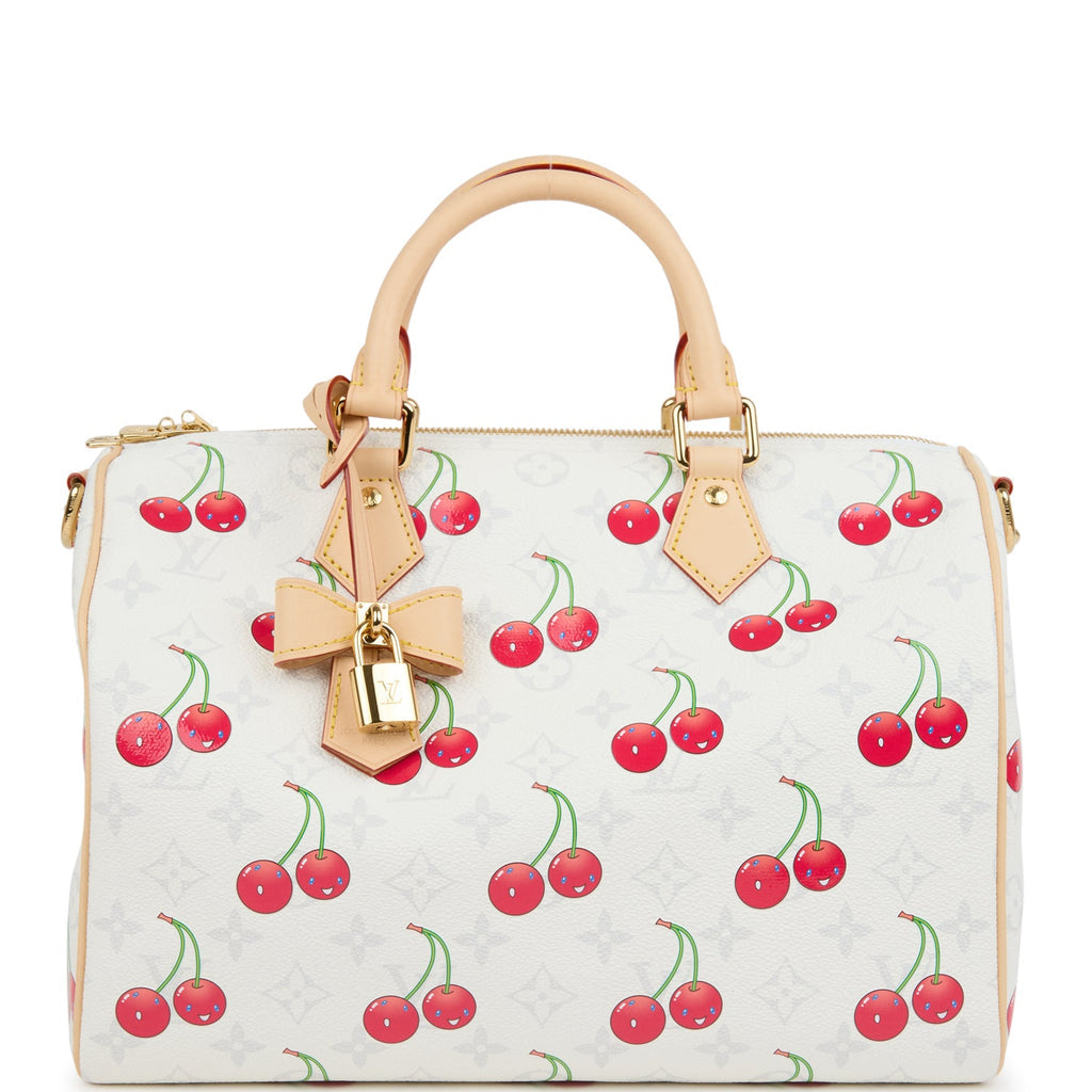 Soft Speedy Bandouliere 30 Monogram Cherry White Gold Hardware