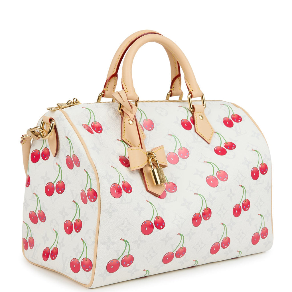 Soft Speedy Bandouliere 30 Monogram Cherry White Gold Hardware