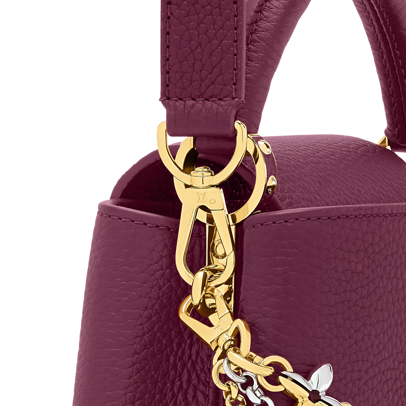 Capucines Mini Grained Leather Black Top Handle Bag