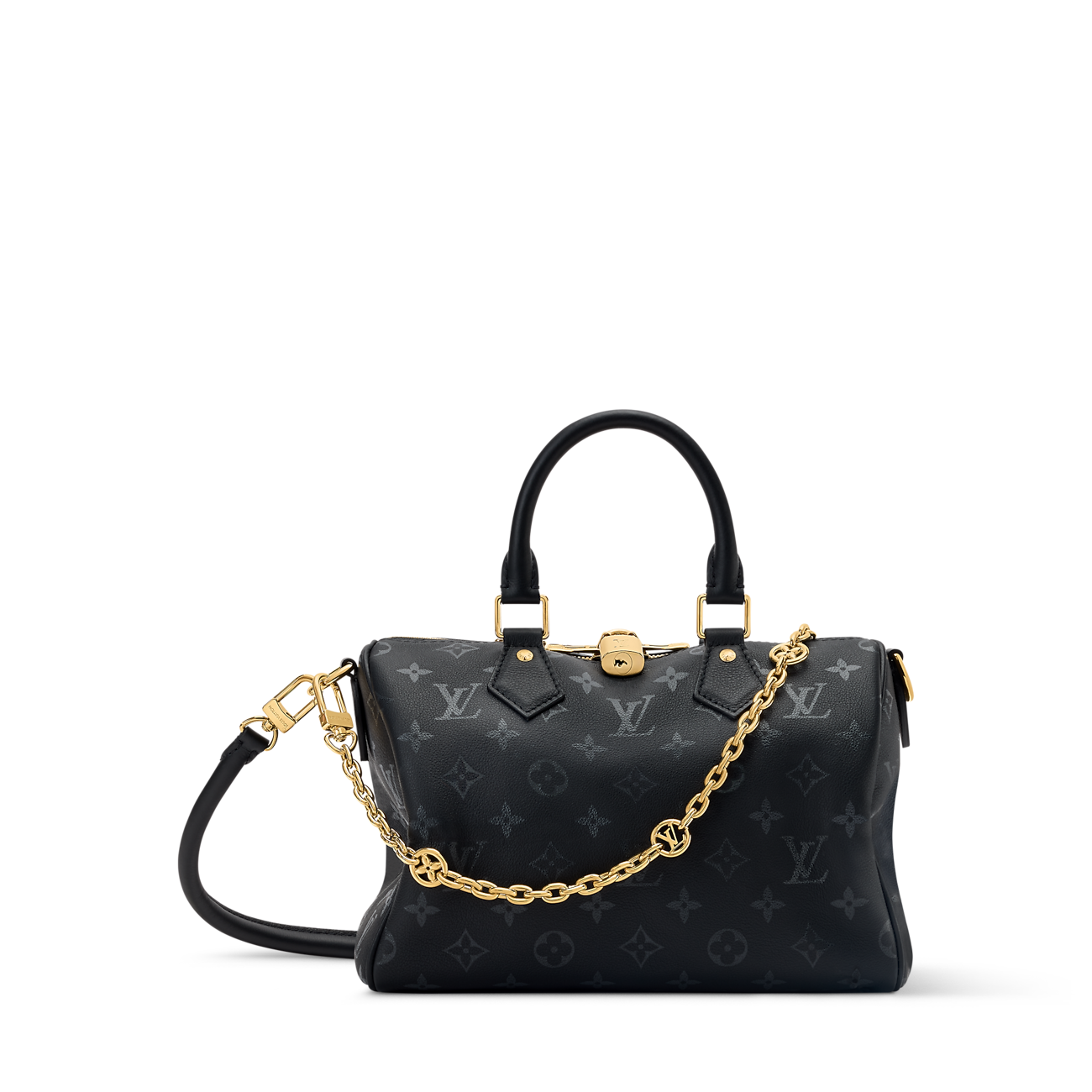 Speedy Bandoulière 25 Calfskin Leather Black Top Handle Bag