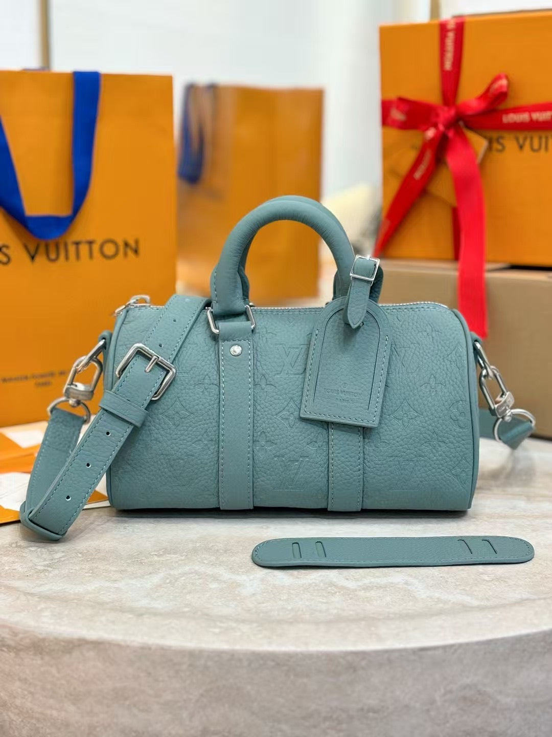 Classic Barrel Satchel Top Handle Soft Blue