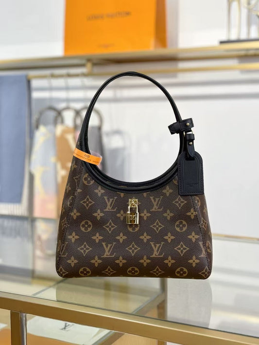Curved Shoulder Bag with Lock Detail Medium