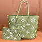 Neverfull MM Giant Monogram Green Leather Shoulder Bag