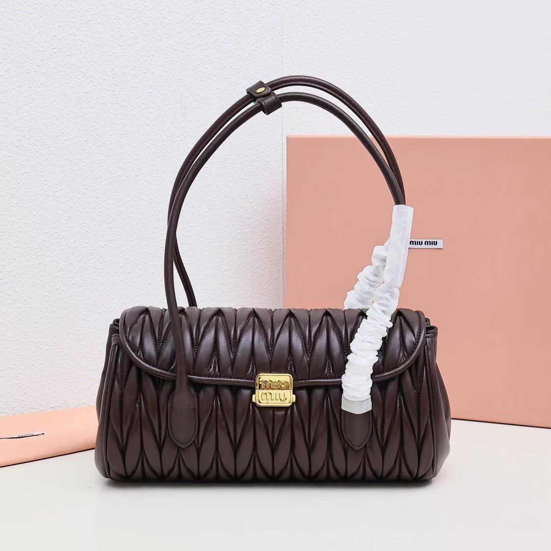 Elegant Quilted Barrel Shoulder Bag