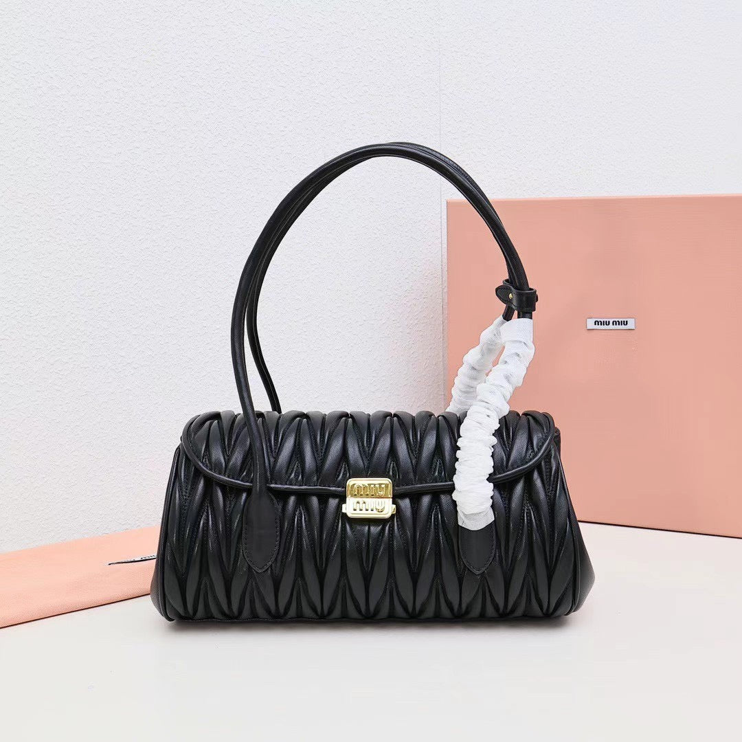 Elegant Quilted Barrel Shoulder Bag