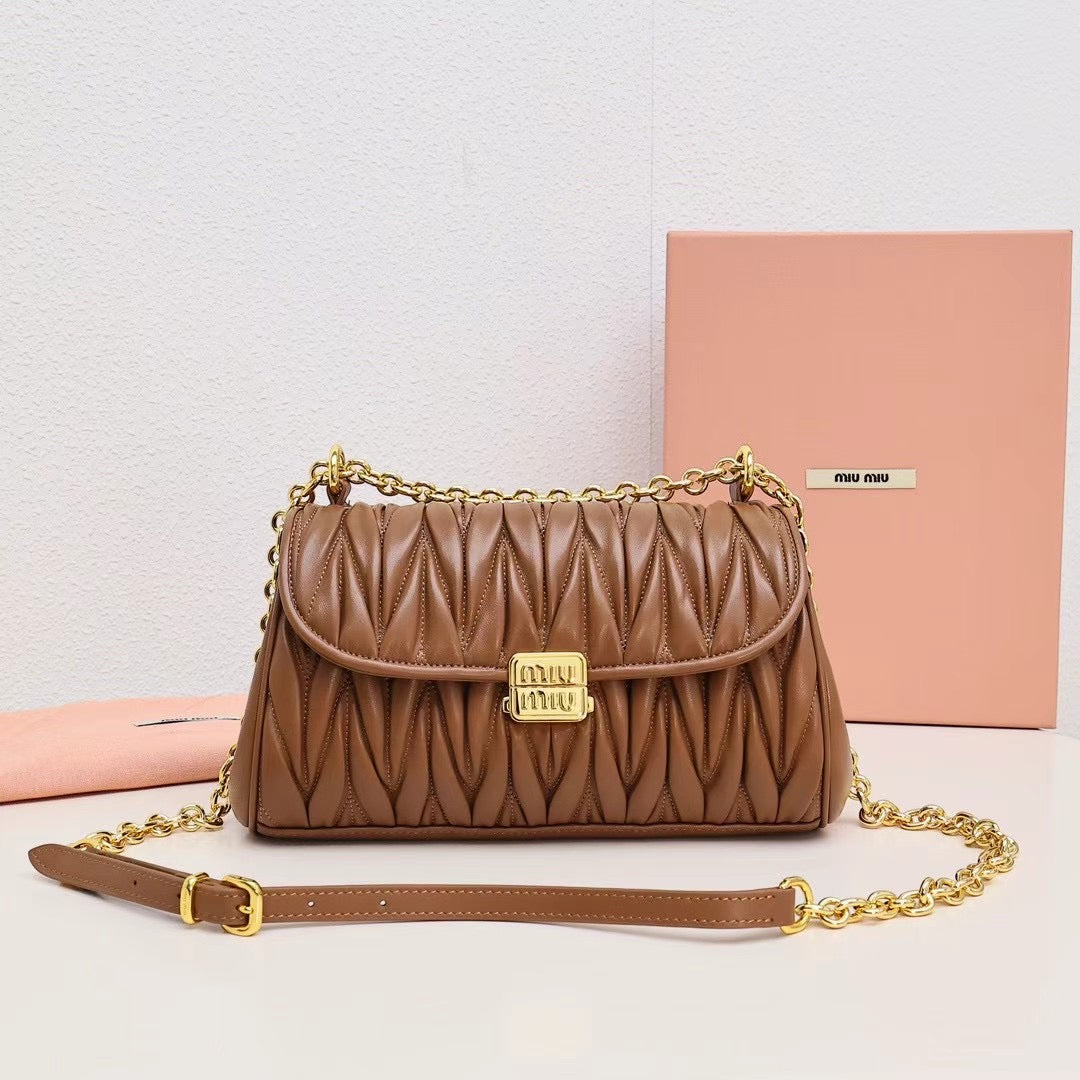 Quilted Chain-Shoulder Flap Bag