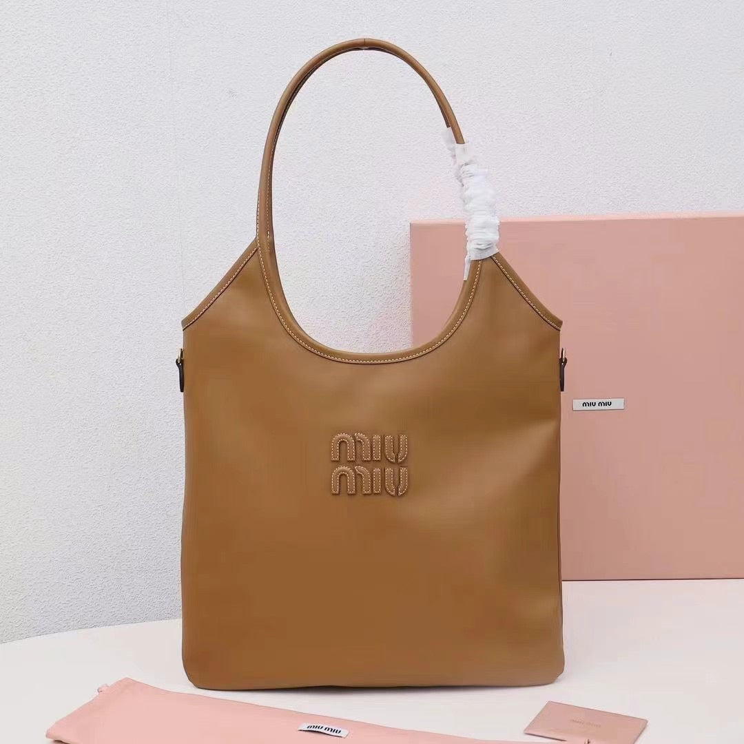 Sleek Brown Tote with Embossed Logo