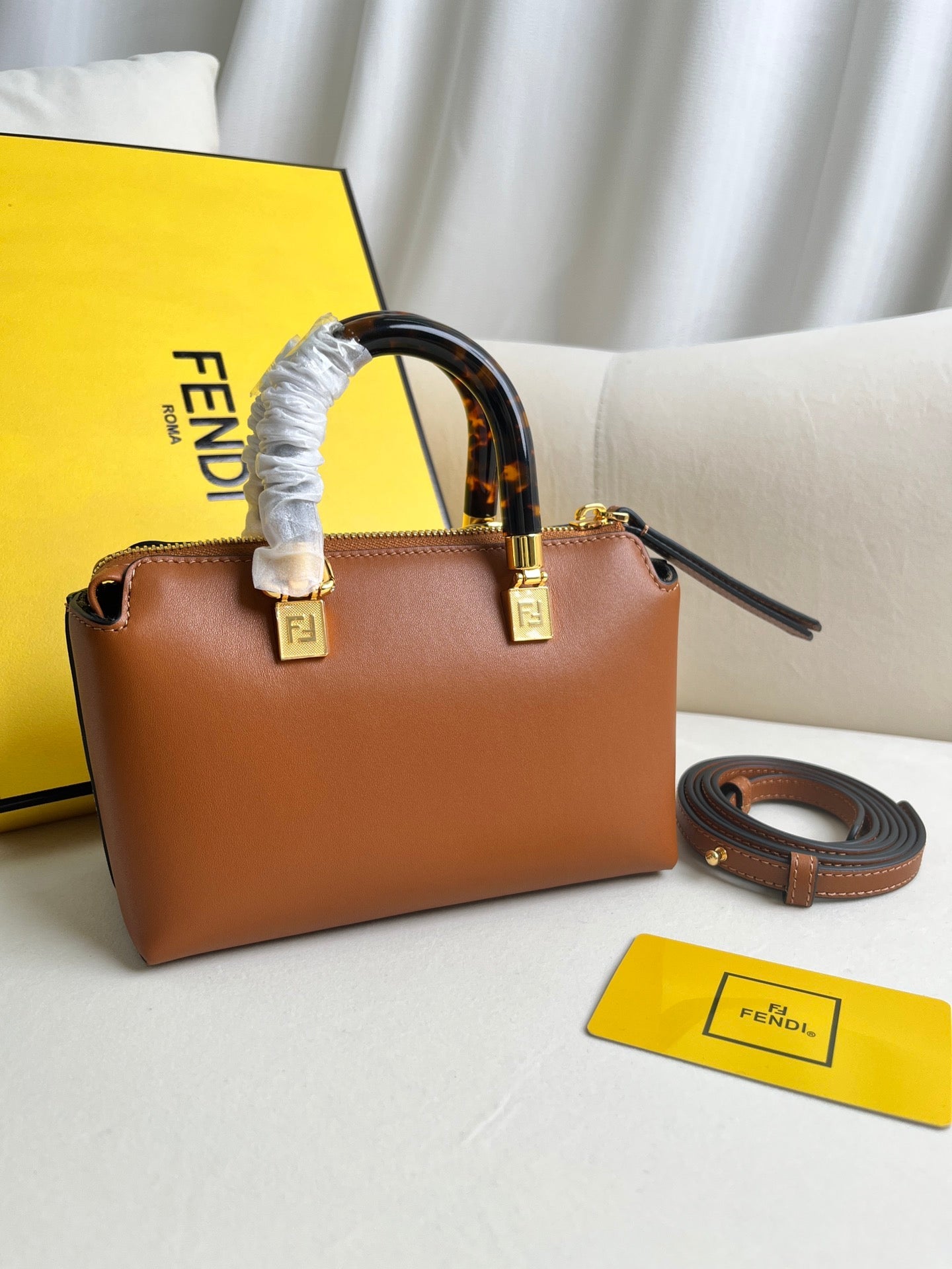 Brown Curved Handle Bag