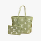 Neverfull MM Giant Monogram Green Leather Shoulder Bag