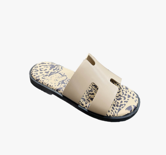 Beige Printed Sandals