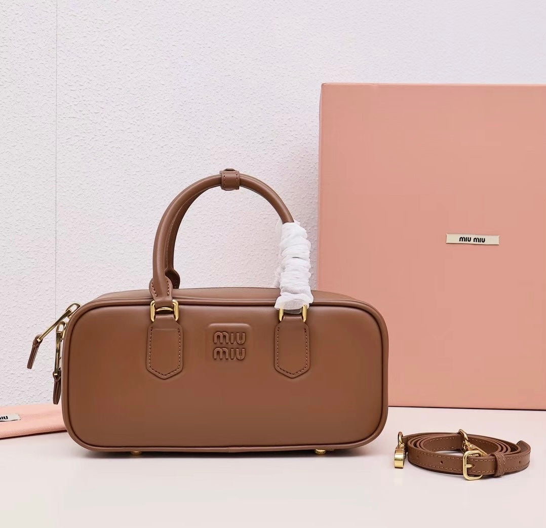 Structured Tan Leather Handbag