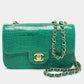 CHANEL Chanel Green USA Aliigator Small Classic Double Flap Bag