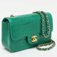 CHANEL Chanel Green USA Aliigator Small Classic Double Flap Bag