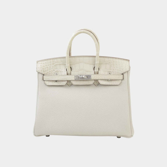 Hermès Birkin 30 Crocodile Touch in togo leather White color / Silver  Hardware 01