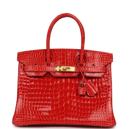 Hermès Birkin 25 crocodile red gold hardware  01