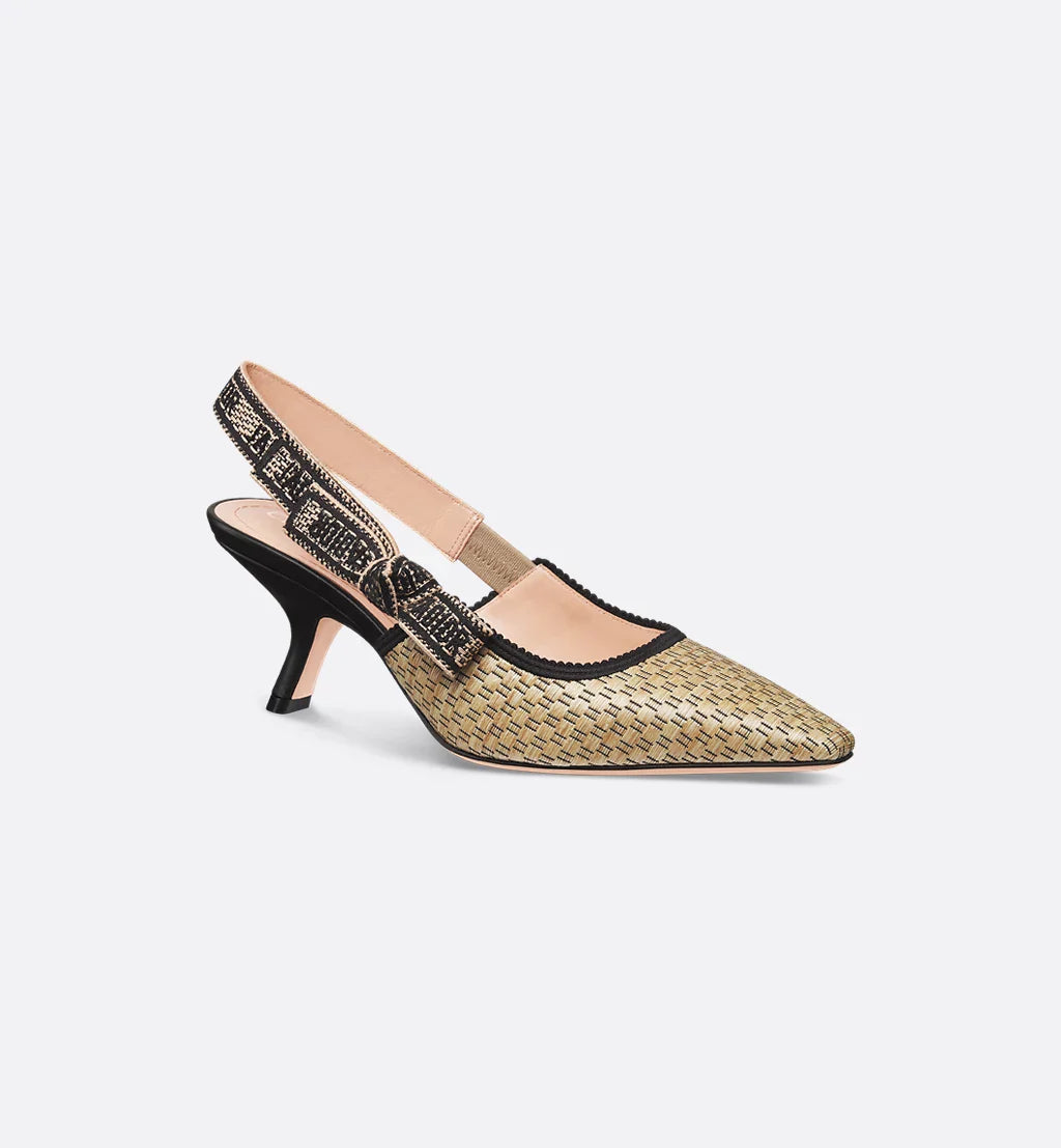 Natural and Black Textured J'Adior Slingback Pump