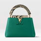 Capucines Mini Taurillon Leather Python Trim Top Handle Bag