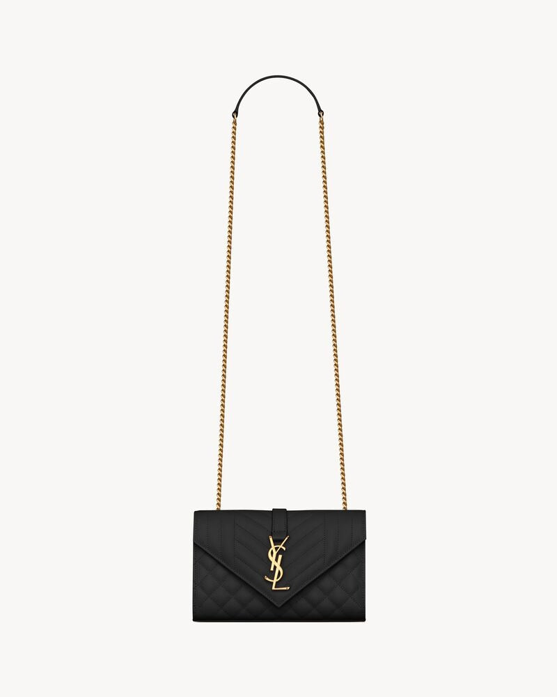 Saint Laurent Envelope Small In Quilted Grain De Poudre Embossed Leather