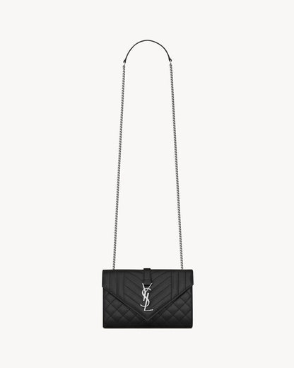 Saint Laurent Envelope Small In Quilted Grain De Poudre Embossed Leather