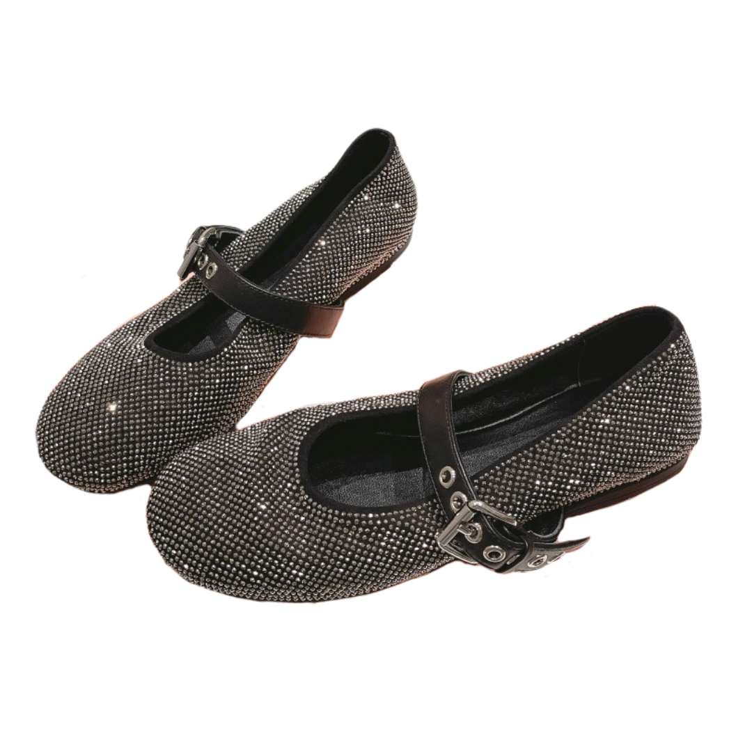 Glossy Black Crystal Ballerina