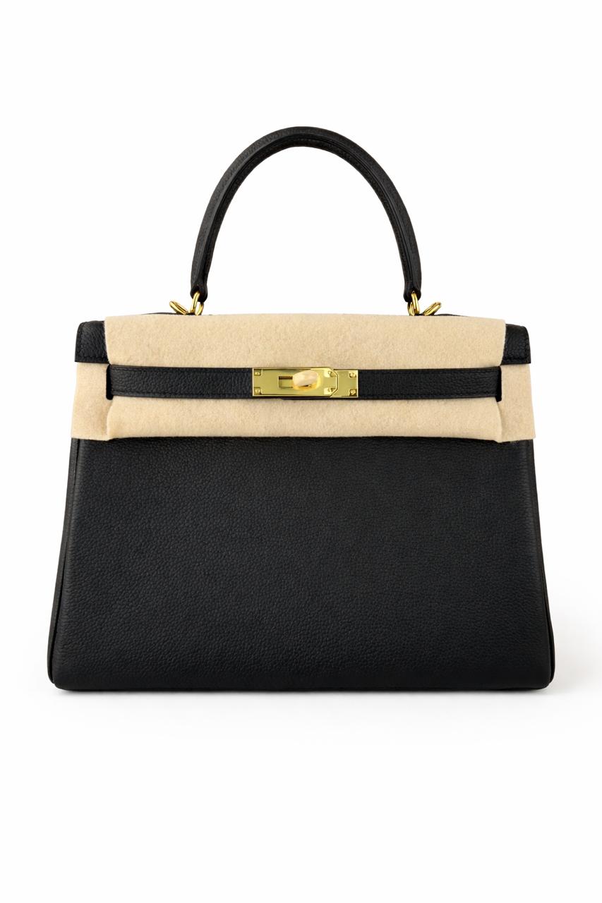 Hermès Kelly 25 Togo Black / Gold Hardware 01