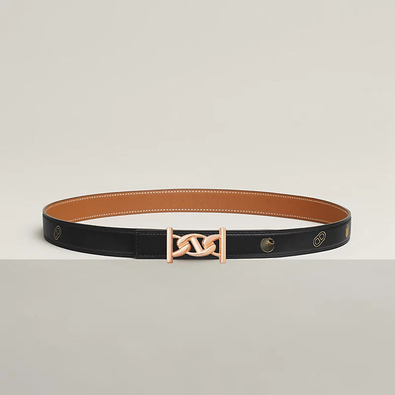 My H Belt Buckle & Hermès Sur Mer Reversible Leather Strap 24 MM